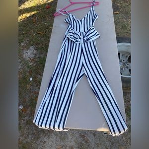 Black and white stripped romper